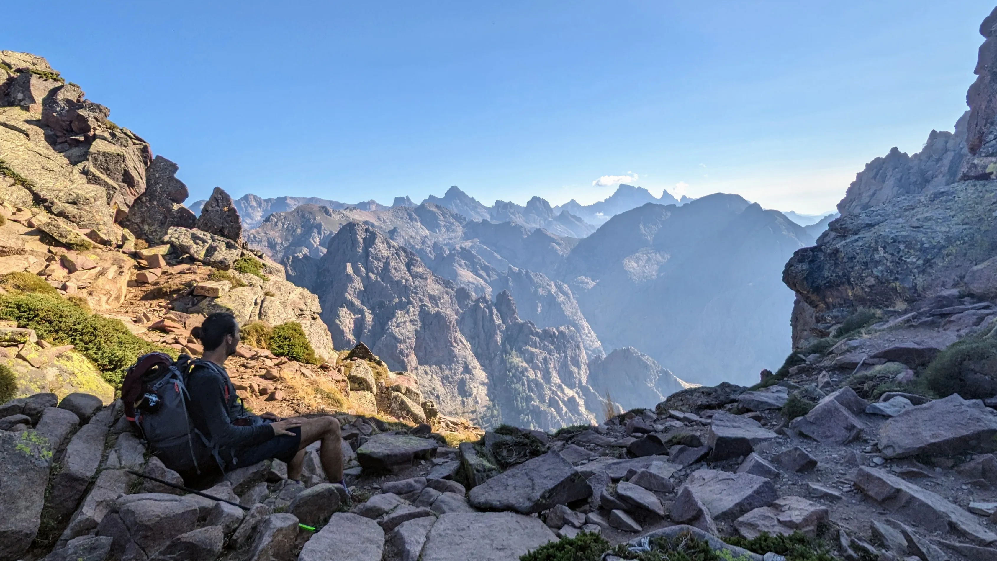 Views of mountain ridges on the GR20