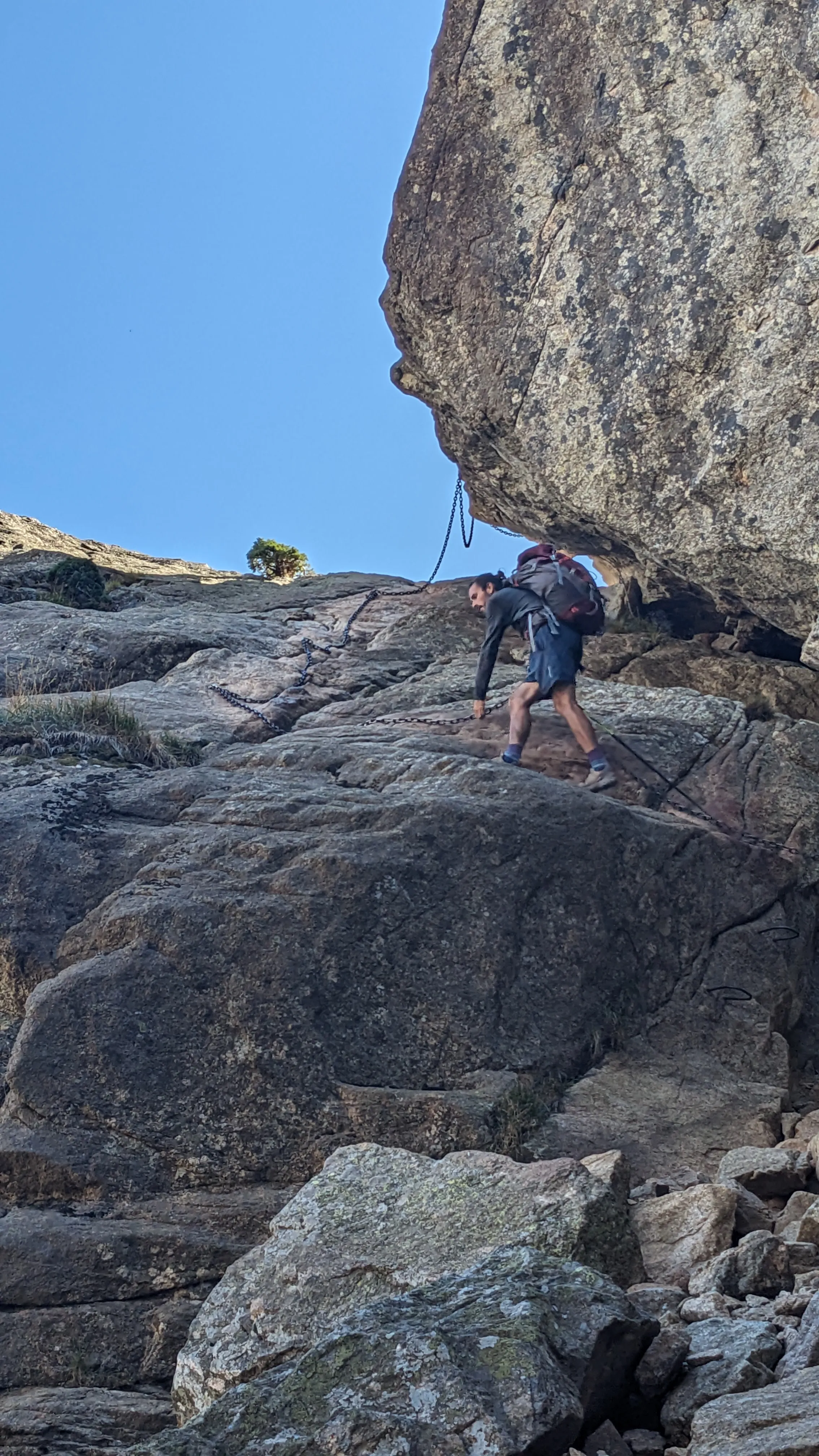A via ferrata section on the variant route to Bavella on the GR20